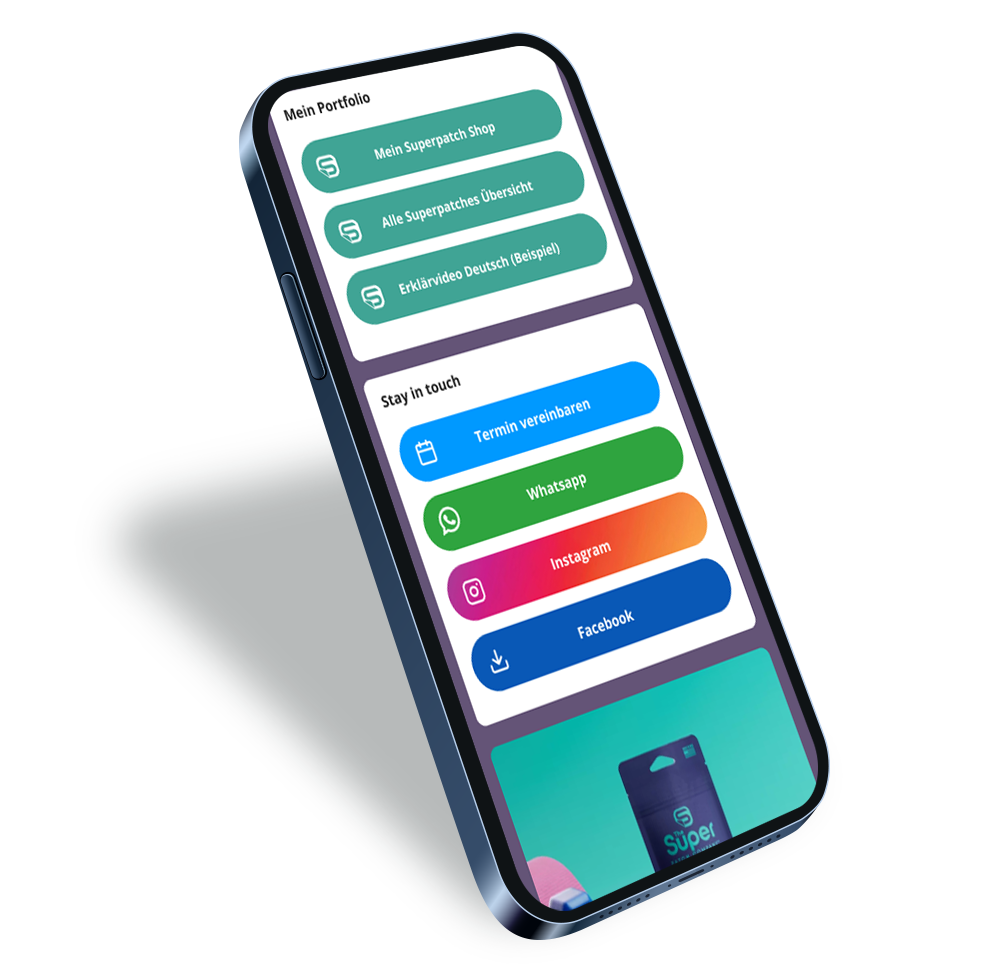 A smartphone displaying an example of a NUMI. with a blue theme (same image as before).