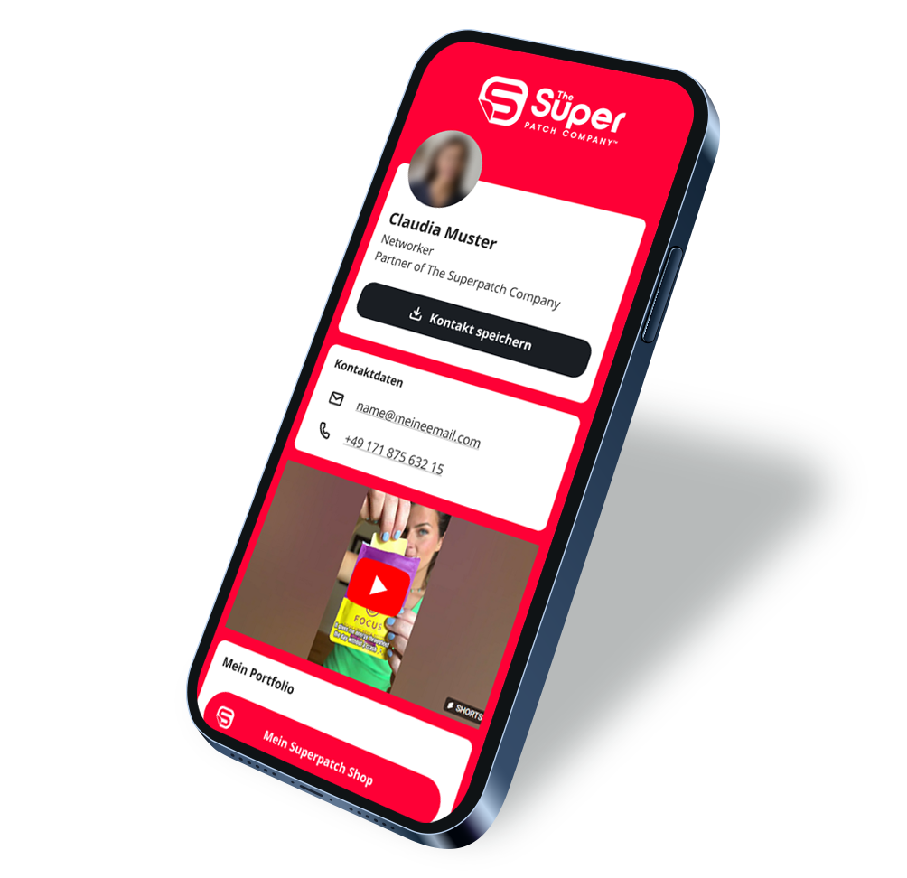 A smartphone displaying an example of a NUMI. with a red theme (same image as before).